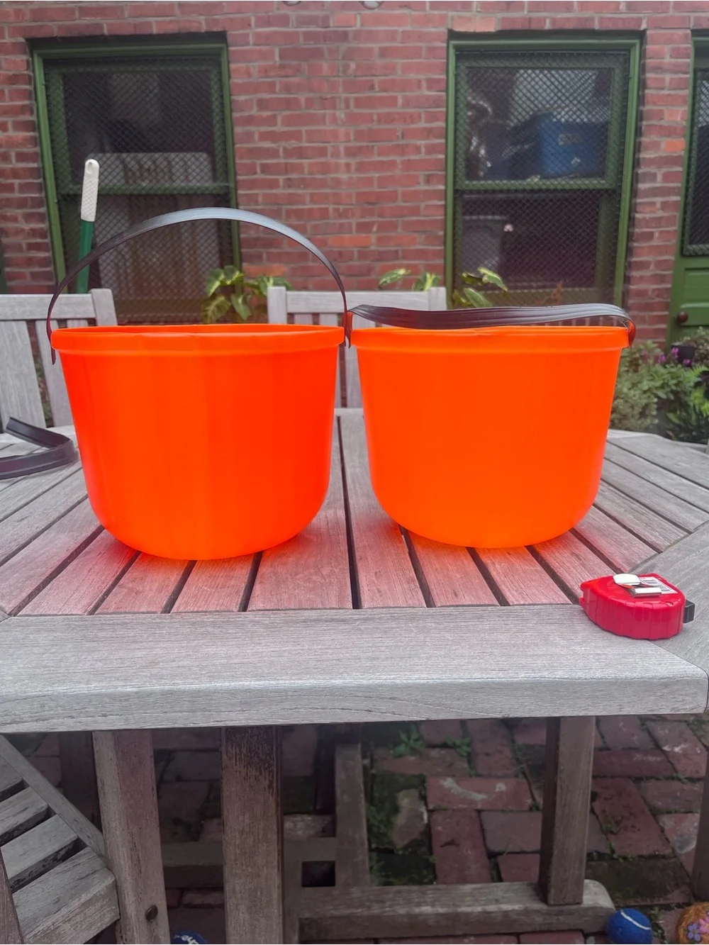 2 Vintage Halloween 1980 CAROLINA JOL Blow Mold Pumpkin Candy Pail